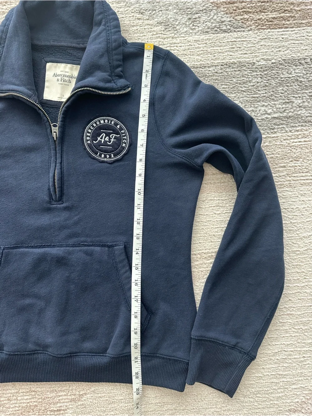Abercrombie & Fitch Women’s Navy Half-Zip Pullover with Patch Size L